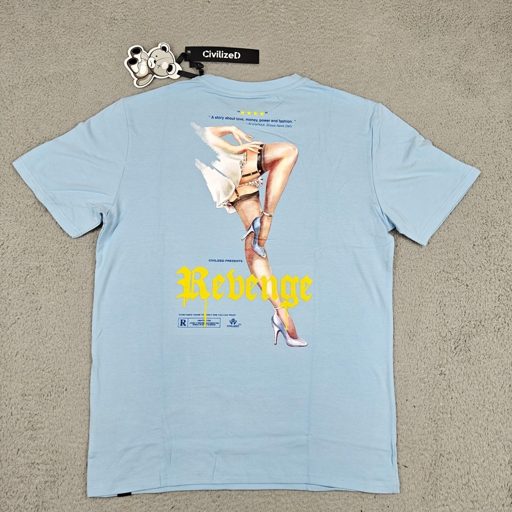 CivilizeD‎ Revenge Shirt Mens Large Blue Movie Poster Graphic Tee New Streetwear